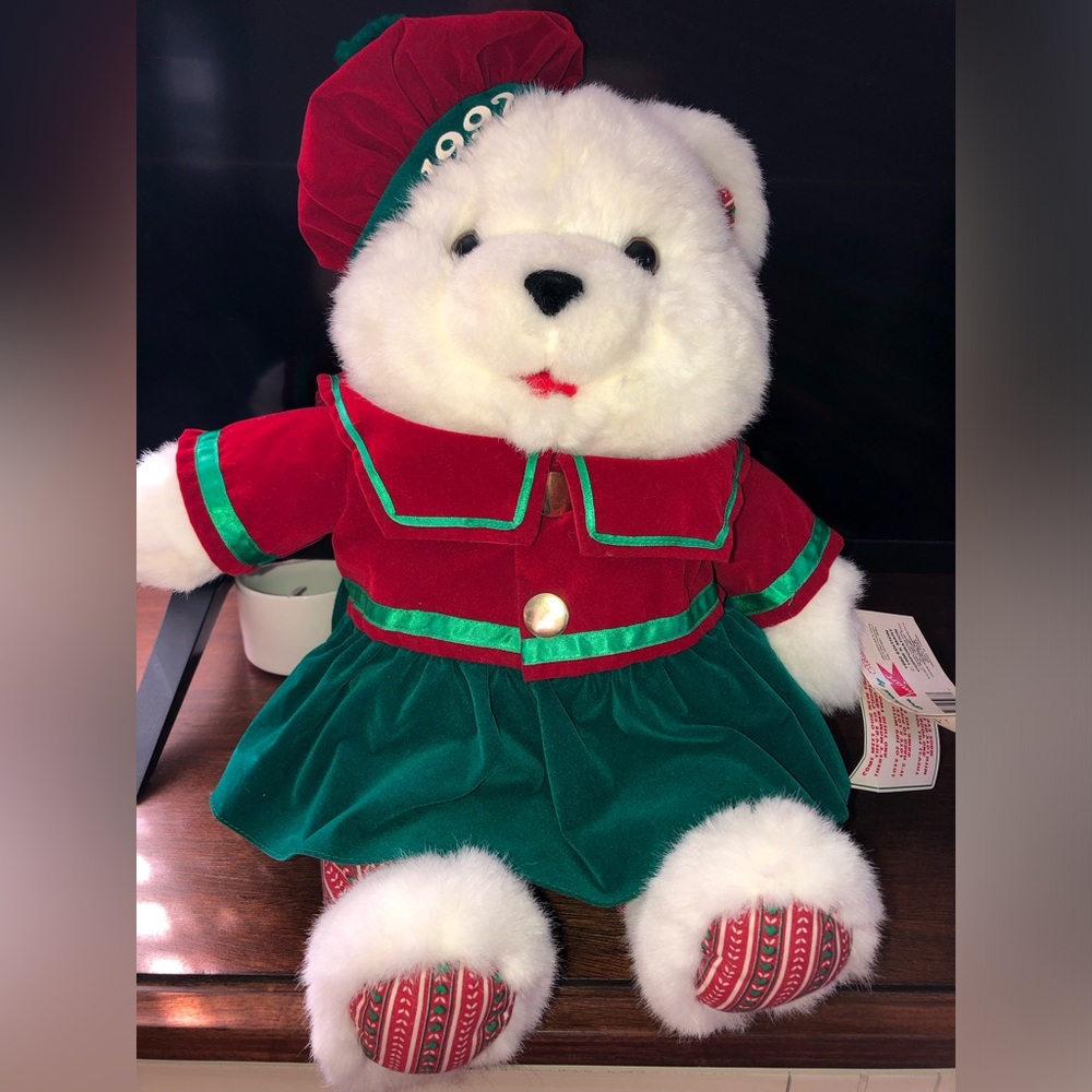 Vintage Christmas Holiday teddy bear (girl) Kmart 1992 edition RARE!  NWT